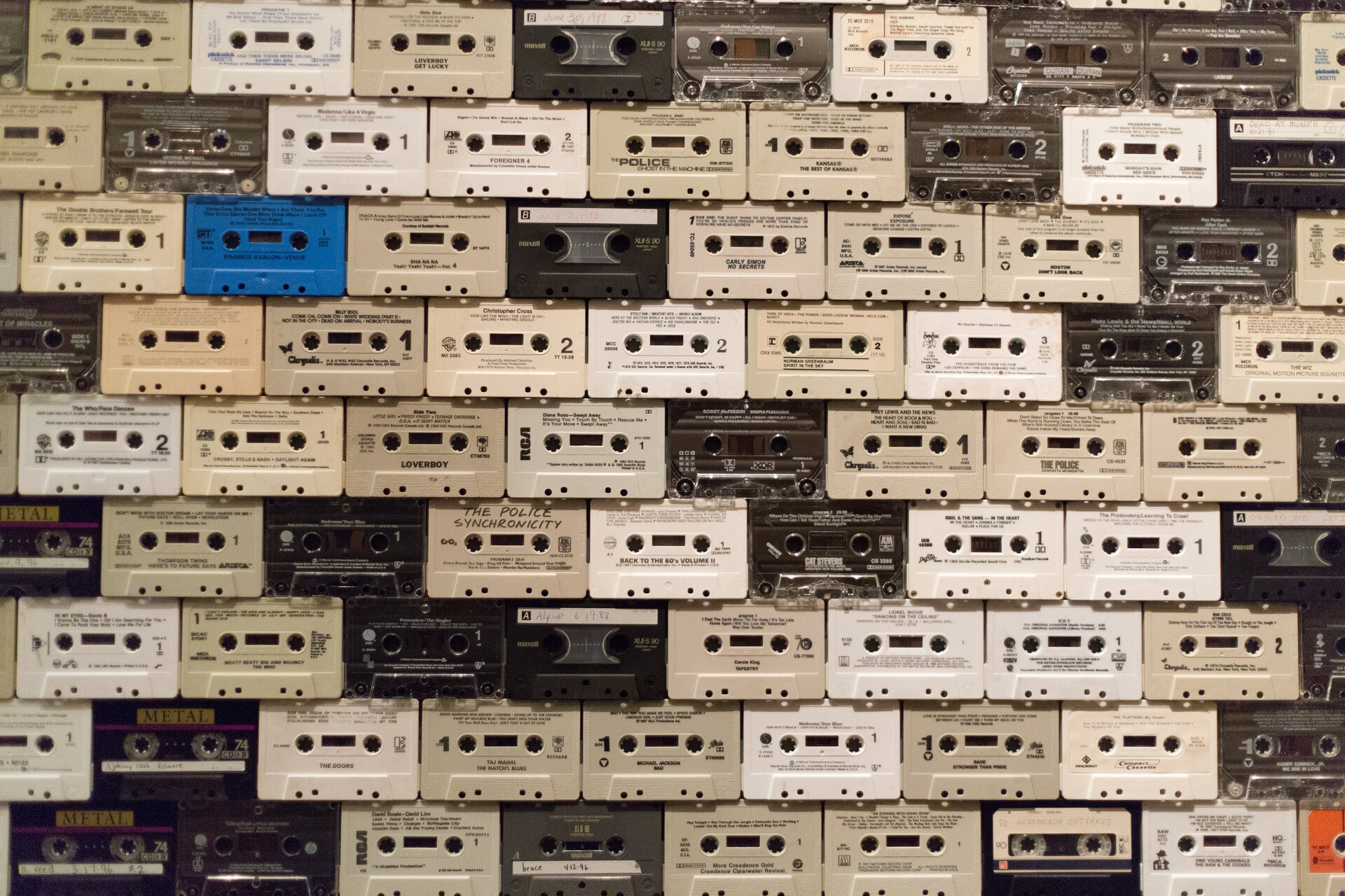 A wall of cassette tapes