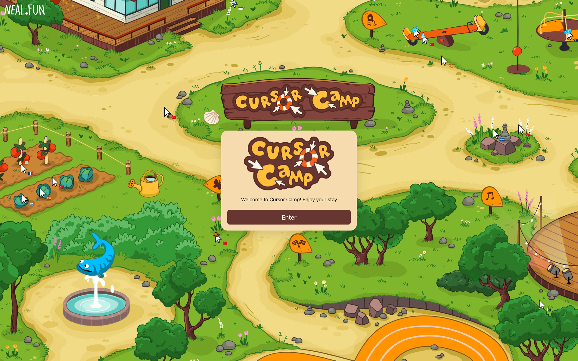 The Cursor Camp landing screen on neal.fun